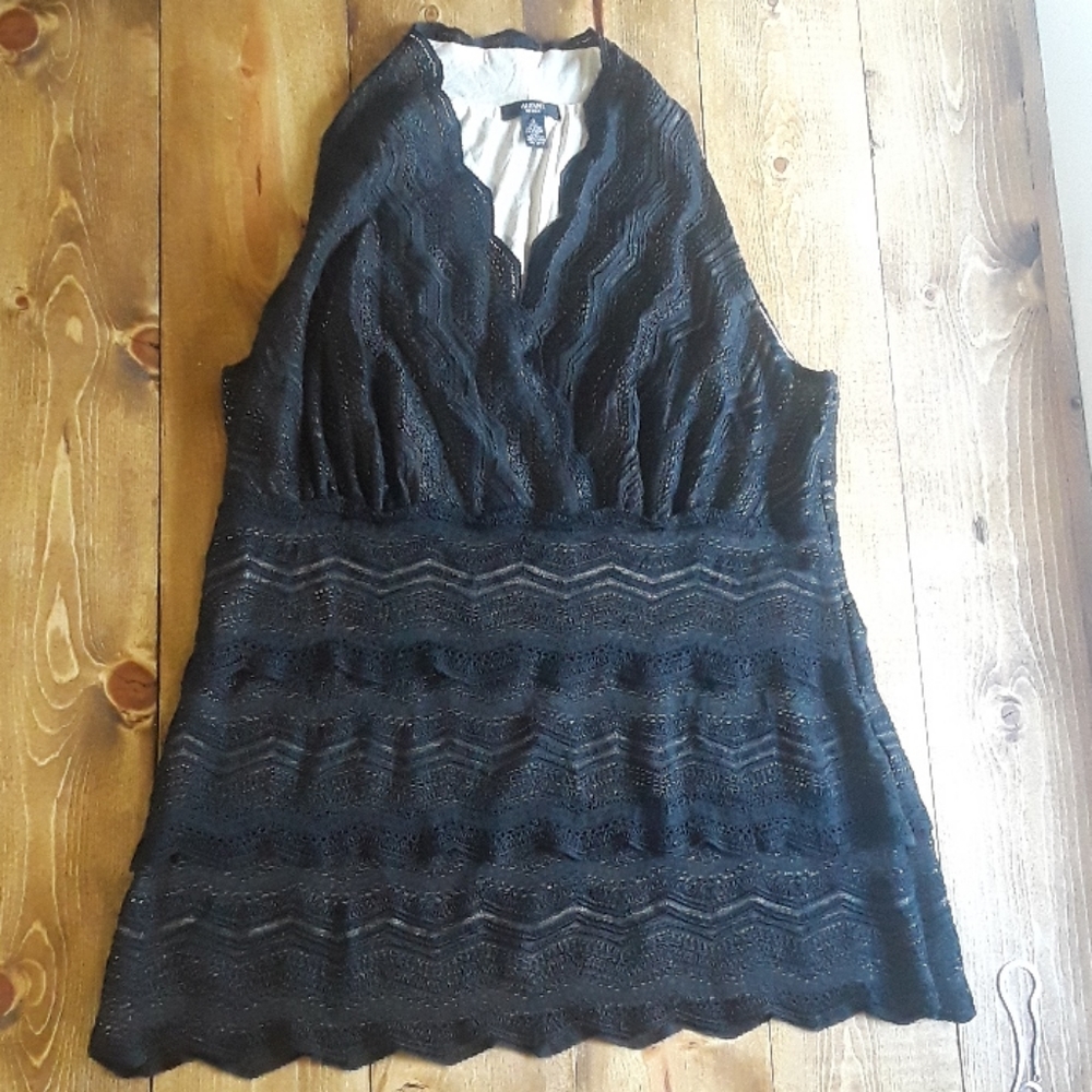 Black stretchy lace blouse